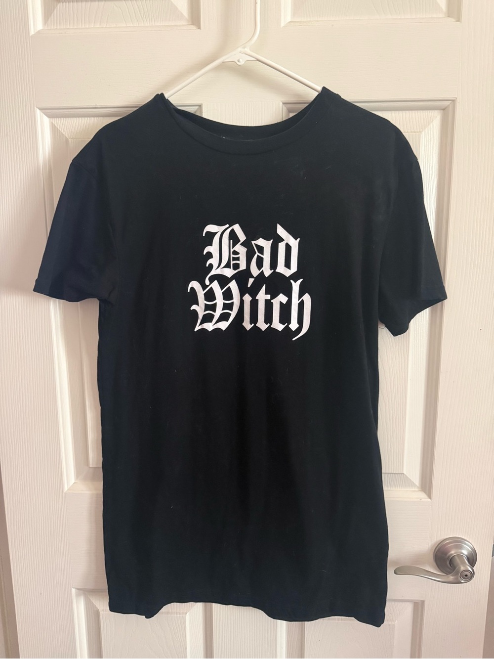 Dolls Kill Black 'Bad Witch' Graphic Tee with White Lettering